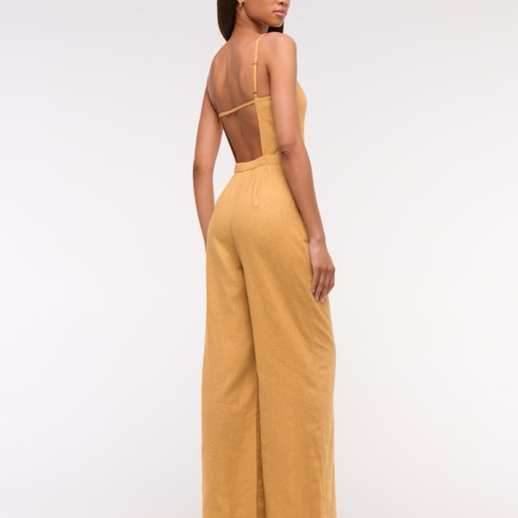 Linen-Blend Apron Jumpsuit - Picture 1 of 7
